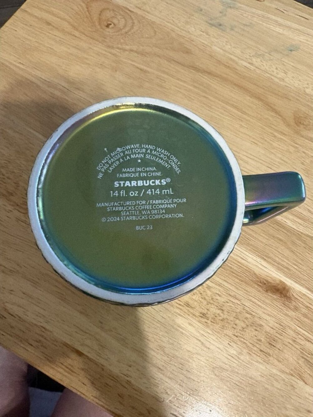 Starbucks 2024 Spring Green Siren Tail Iridescent Ceramic Mug Inside Logo - V - Picture 6 of 7